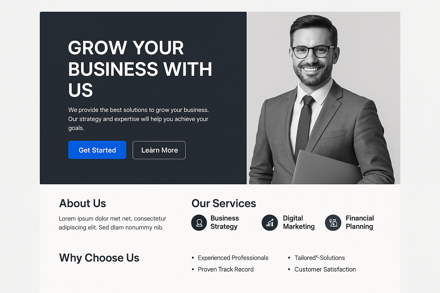 Business landing page